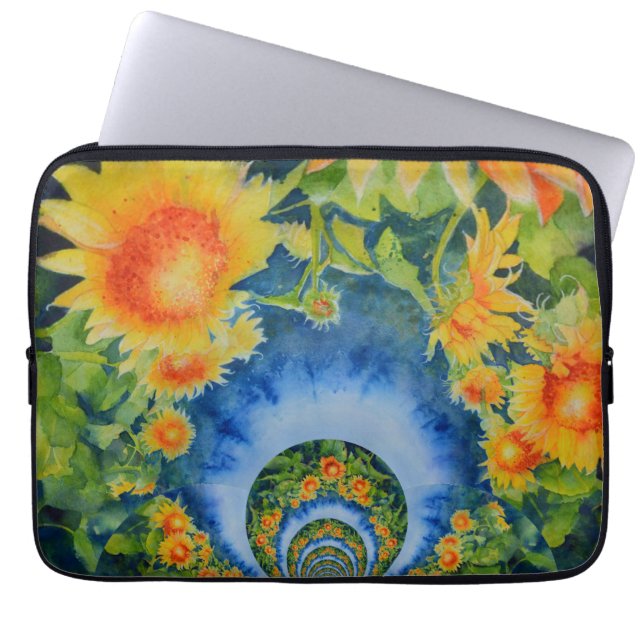 Elegante bohemien retro zonnebloemen laptop sleeve (Voorkant)