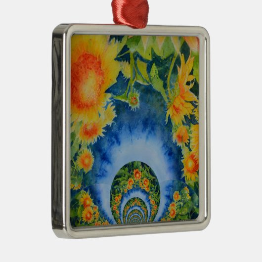 Elegante bohemien retro zonnebloemen metalen ornament (Rechts)