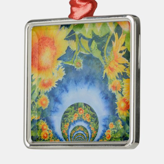 Elegante bohemien retro zonnebloemen metalen ornament (Links)