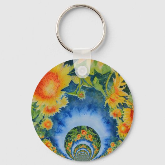 Elegante bohemien retro zonnebloemen sleutelhanger (Voorkant)