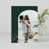 Elegante Boho 2 foto Save the Date Folie Feestdagenkaart (Staand Voorkant)