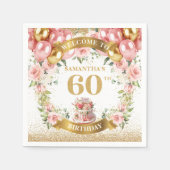 Elegante Boho 60e verjaardag Napkins Gold Glitter Servet (Voorkant)