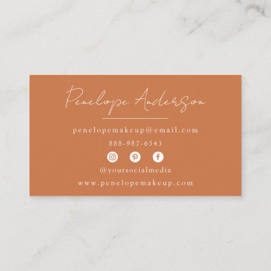 Elegante Boho Aarde Neutrale Chique Terracotta Mod Visitekaartje (Achterkant)