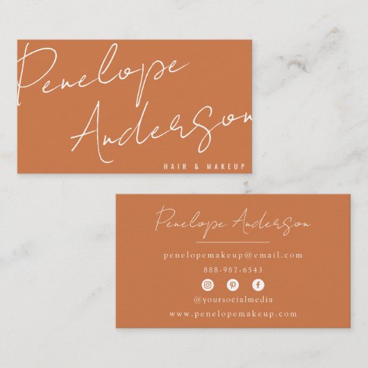 Elegante Boho Aarde Neutrale Chique Terracotta Mod Visitekaartje (Voorkant / Achterkant)