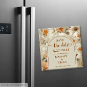 Elegante Boho Aardse Ivoor Olijf Bloemige Save Dat Magneet