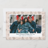 Elegante Boho Aardse kerstgroeten met foto Feestdagenkaart (Voorkant)