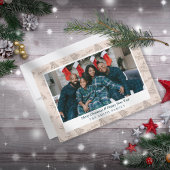 Elegante Boho Aardse kerstgroeten met foto Feestdagenkaart