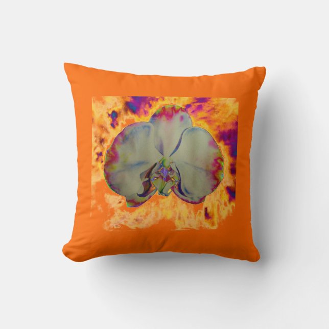 Elegante boho abstracte aquarel orchidee schilderi kussen (Voorkant)
