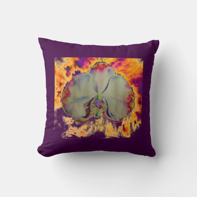 Elegante boho-abstracte aquarel orchidee-schilderi kussen (Voorkant)