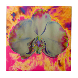 Elegante boho abstracte aquarel orchidee schilderi tegeltje