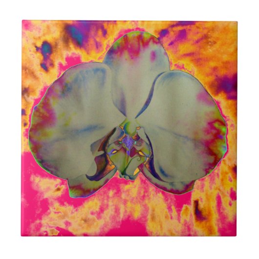 Elegante boho abstracte aquarel orchidee schilderi tegeltje (Voorkant)