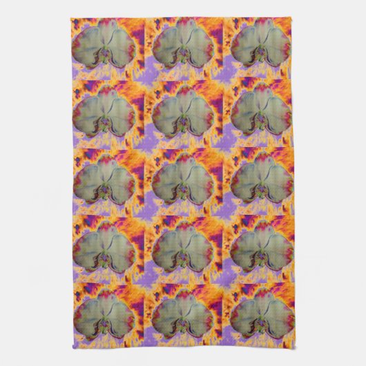 Elegante boho-abstracte aquarel orchidee-schilderi theedoek (Verticaal)