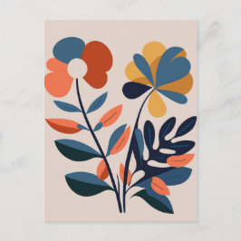 Elegante Boho Abstracte Botanische Bloem Briefkaart