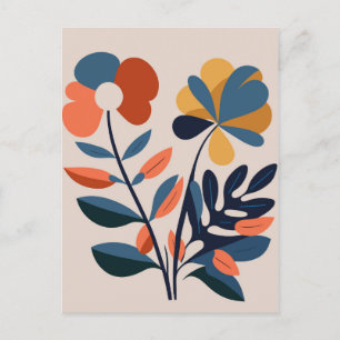Elegante Boho Abstracte Botanische Bloem Briefkaart