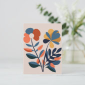 Elegante Boho Abstracte Botanische Bloem Briefkaart (Staand voorkant)