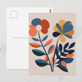 Elegante Boho Abstracte Botanische Bloem Briefkaart (Voorkant / Achterkant)