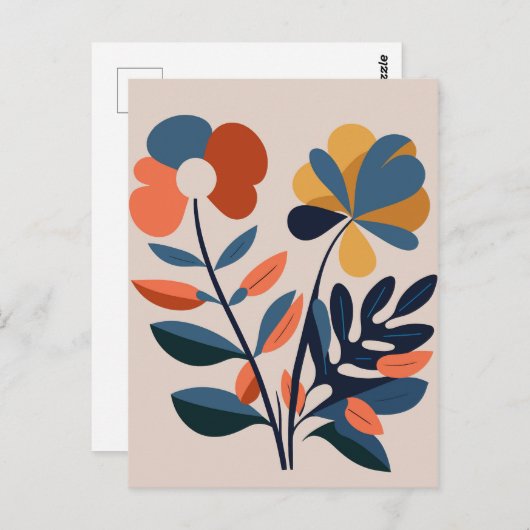 Elegante Boho Abstracte Botanische Bloem Briefkaart (Voorkant / Achterkant)