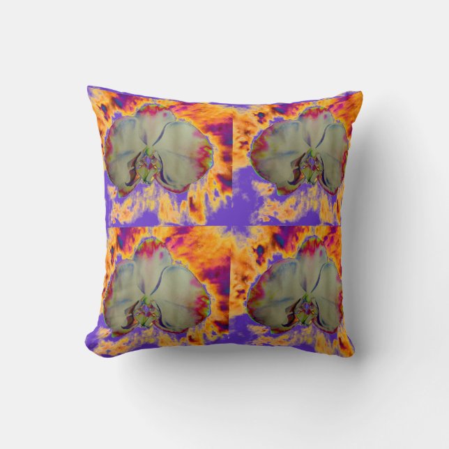 Elegante boho abstracte watercolor orchidee schild kussen (Voorkant)