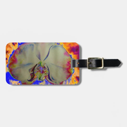 Elegante boho abstracte waterverf orchidee schilde bagagelabel (Voorkant horizontaal)