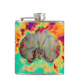 Elegante boho abstracte waterverf orchidee schilde heupfles