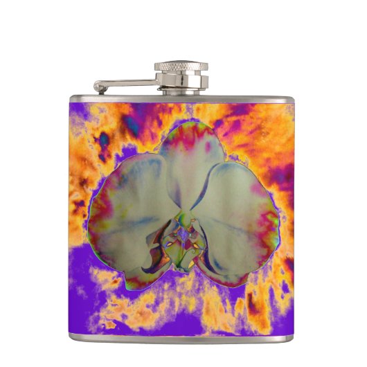 Elegante boho abstracte waterverf orchidee schilde heupfles (Voorkant)