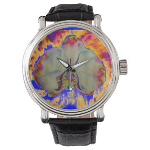 Elegante boho abstracte waterverf orchidee schilde horloge