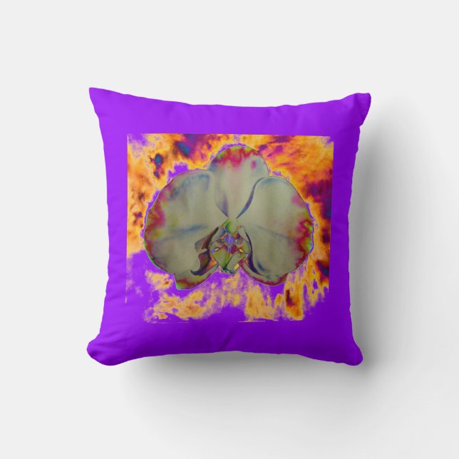 Elegante boho abstracte waterverf orchidee schilde kussen (Voorkant)