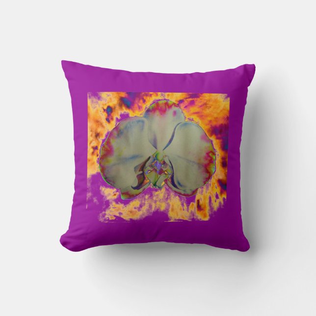 Elegante boho abstracte waterverf orchidee schilde kussen (Voorkant)
