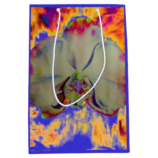 Elegante boho abstracte waterverf orchidee schilde medium cadeauzakje (Voorkant)