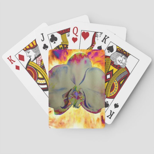 Elegante boho abstracte waterverf orchidee schilde pokerkaarten (Achterkant)
