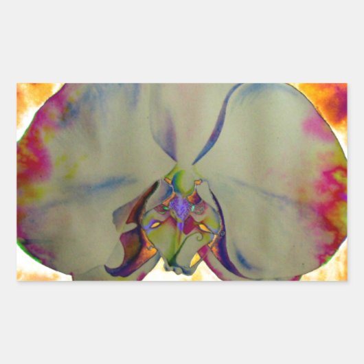 Elegante boho abstracte waterverf orchidee schilde rechthoekige sticker (Voorkant)