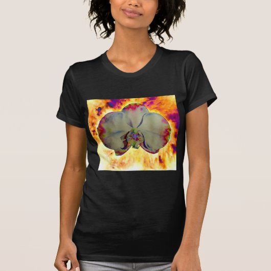 Elegante boho abstracte waterverf orchidee schilde t-shirt (Voorkant)