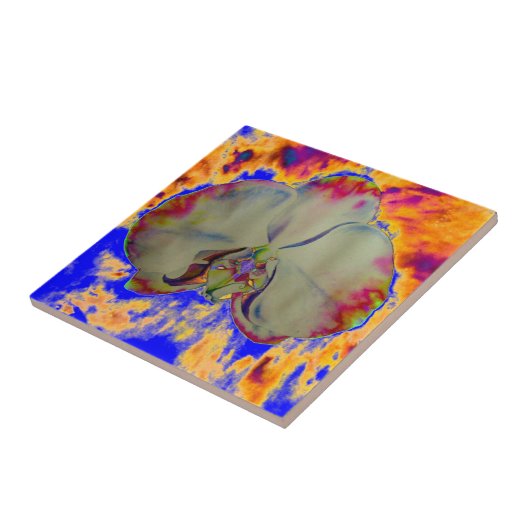 Elegante boho abstracte waterverf orchidee schilde tegeltje (Zijkant)