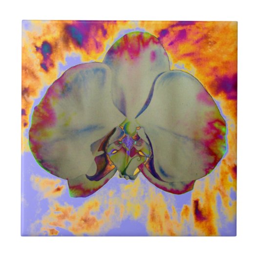 Elegante boho abstracte waterverf orchidee schilde tegeltje (Voorkant)