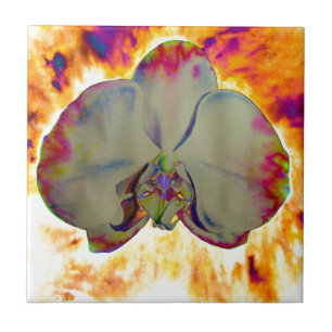 Elegante boho abstracte waterverf orchidee schilde tegeltje