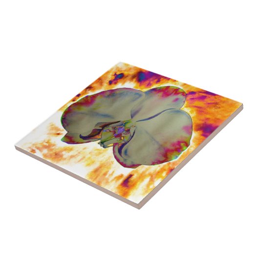 Elegante boho abstracte waterverf orchidee schilde tegeltje (Zijkant)