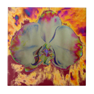 Elegante boho abstracte waterverf orchidee schilde tegeltje
