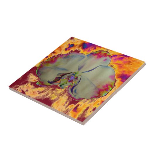 Elegante boho abstracte waterverf orchidee schilde tegeltje (Zijkant)