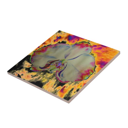 Elegante boho abstracte waterverf orchidee schilde tegeltje (Zijkant)