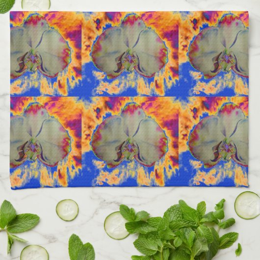 Elegante boho abstracte waterverf orchidee schilde theedoek (Gevouwen)