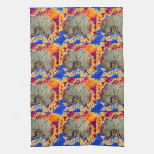 Elegante boho abstracte waterverf orchidee schilde theedoek (Verticaal)