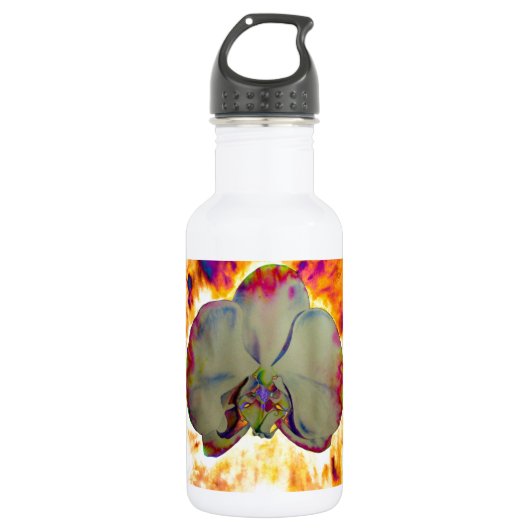 Elegante boho abstracte waterverf orchidee schilde waterfles (Voorkant)