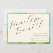 Elegante Boho Abstracte Waterverf Pastel Bruiloft Kaart (Voorkant)