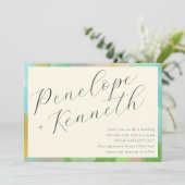 Elegante Boho Abstracte Waterverf Pastel Bruiloft Kaart (Staand voorkant)