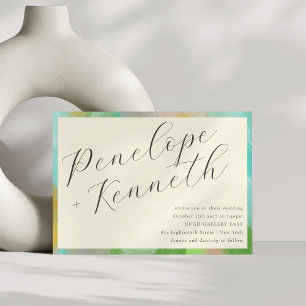 Elegante Boho Abstracte Waterverf Pastel Bruiloft Kaart