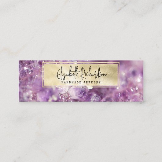 Elegante Boho Amethist Crystal Sieraden Display Mini Visitekaartje (Voorkant)