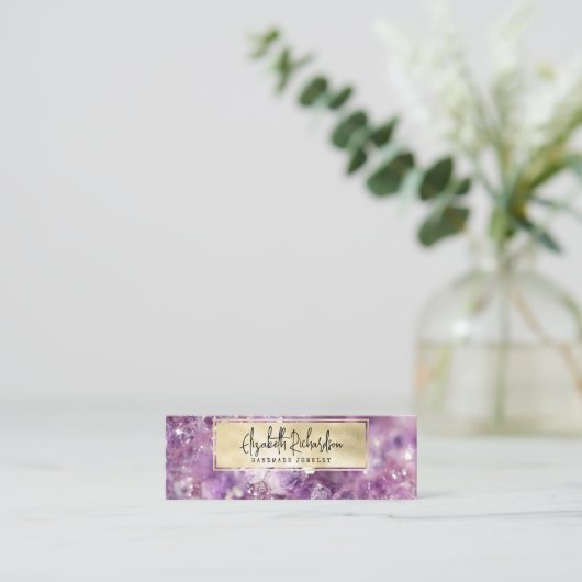 Elegante Boho Amethist Crystal Sieraden Display Mini Visitekaartje (Staand voorkant)