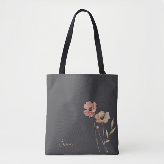Elegante Boho Aquarel Wilde Bloem Melancholische R Tote Bag (Voorkant)