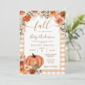 Elegante Boho Arch Herfst Bloemen In Liefde Baby s Kaart (Staand voorkant)