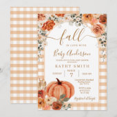 Elegante Boho Arch Herfst Bloemen In Liefde Baby s Kaart (Voorkant / Achterkant)